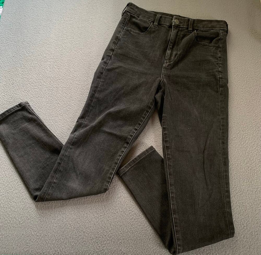 American Eagle Black Denim Jeans Size 8 Long Next Level Stretch Skinny Slim